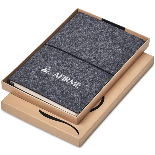Okiyo Rika Recycled PET Felt A5 Soft Cover Notebook Gift Box Open Branded